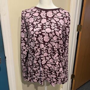 Lands' End Mauve Floral Long Sleeve Tee